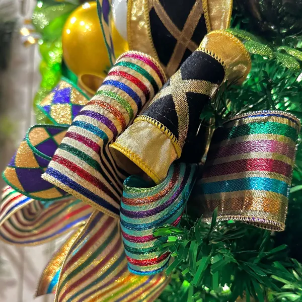 Ribbon^Craig Bachman Glitter Harlequin Ribbon, Purple & Gold 1.5"X10Yd