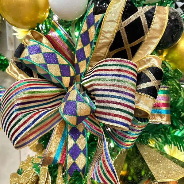 Ribbon^Craig Bachman Glitter Harlequin Ribbon, Purple & Gold 1.5"X10Yd