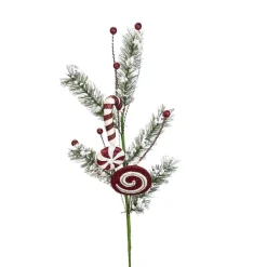 Sprays^Liberty Floral Glitter Peppermint Candy Snow Pine Spray