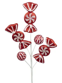 Floral^Liberty Floral Glitter Peppermint Candy Pick