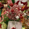 Floral^Liberty Floral Glitter Red & White Curly Ball Spray