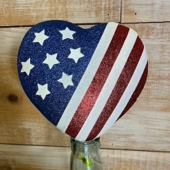 Floral^Liberty Floral Glitter Stars And Stripes Heart Pick