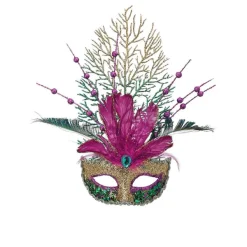 Figurines^Regency Glitter With Feathers Mardi Gras Mask