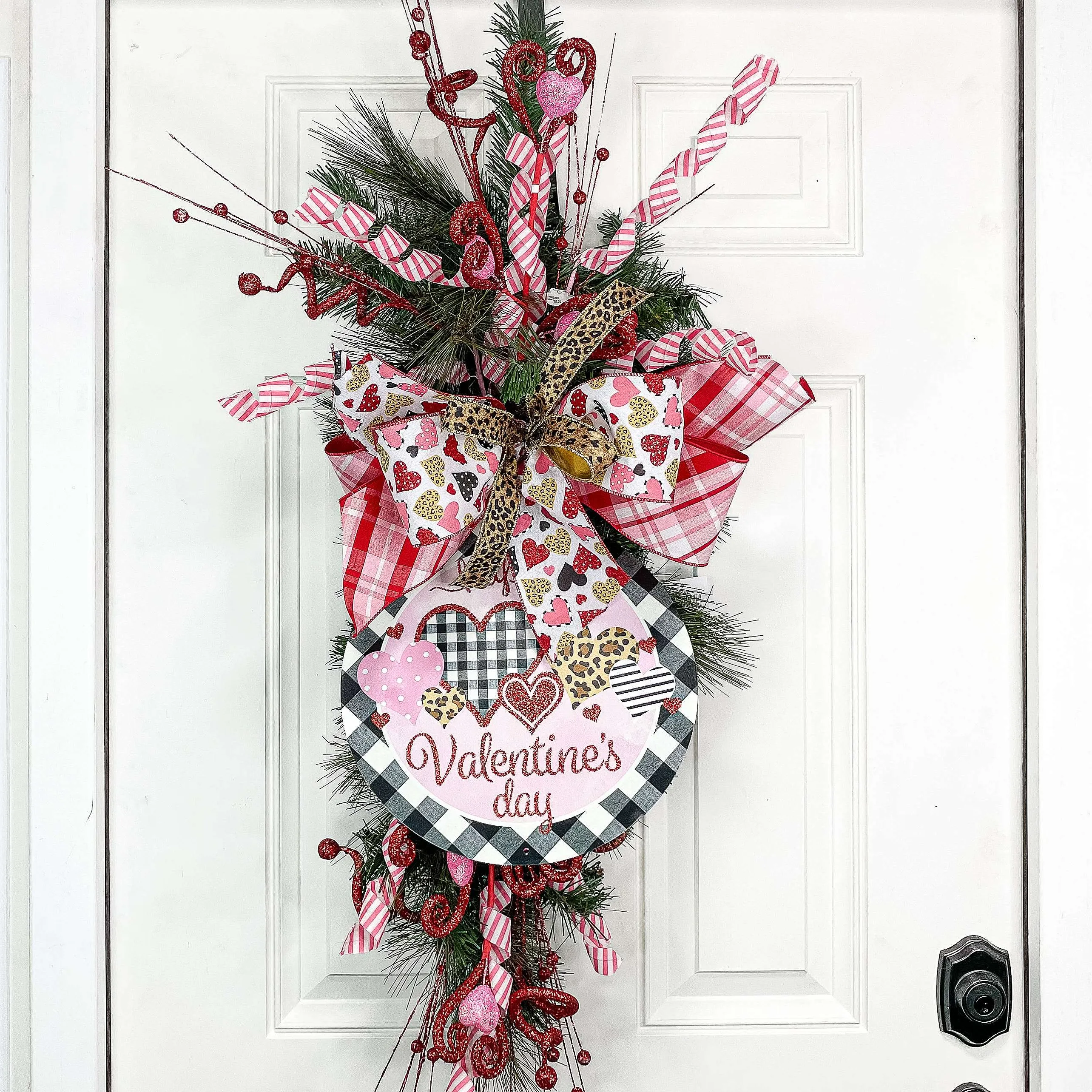 Floral^Craig Bachman Glittered Swirl Tube Heart Spray, 23"