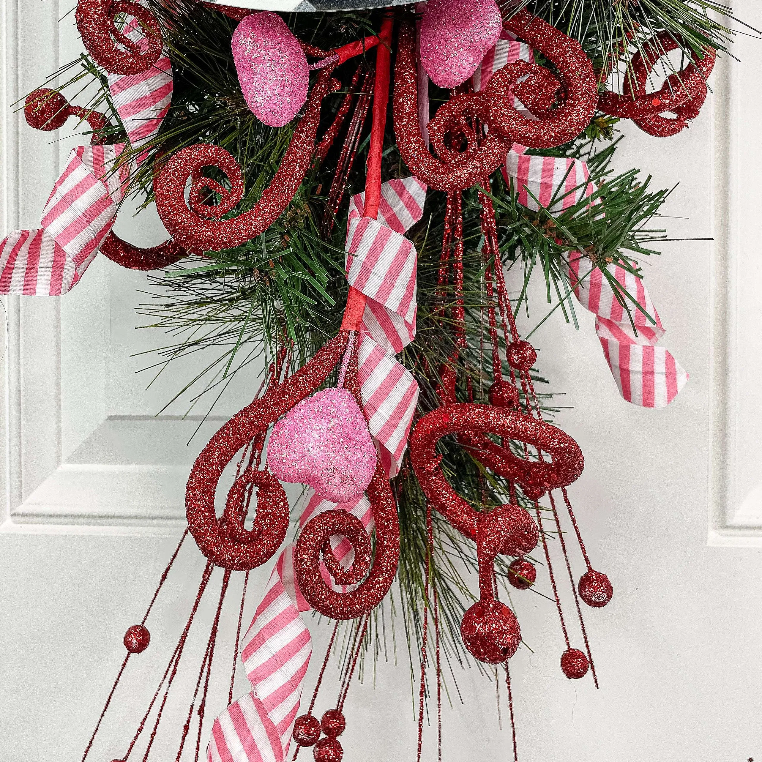 Floral^Craig Bachman Glittered Swirl Tube Heart Spray, 23"