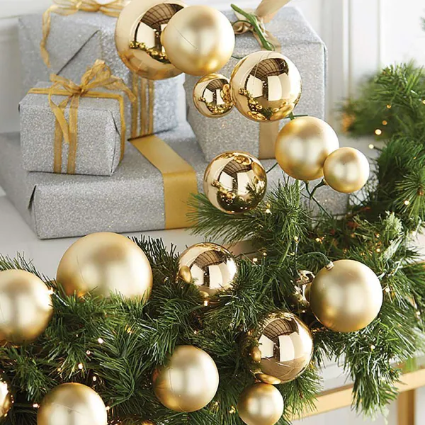 Garlands^RAZ Gold Ball Garland, 4'