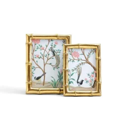 Table Decor^Two's Company Gold Faux Bamboo Photo Frame