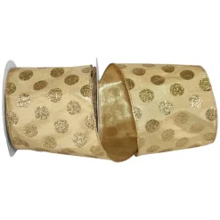 Ribbon^Reliant Ribbon Gold Glitter Dot Dupioni Ribbon, 4" X 10Yd