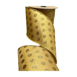 Mardi Gras^D. Stevens Gold Glitter Dot Ribbon, 4" X 10Yd