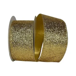 Mardi Gras^Farrisilk Gold Glitter Magic Ribbon, 2.5"X10Yd