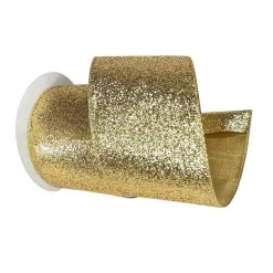 Mardi Gras^Farrisilk Gold Glitter Magic Ribbon 4"X10Yd