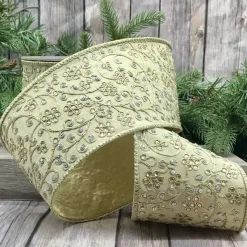 Ribbon^D. Stevens Gold Jewel Floral Garden Ribbon, 4" X 10Yd