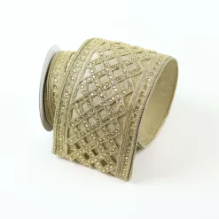 Ribbon^Farrisilk Gold Jewel Lattice Ribbon, 4" X 5Yd
