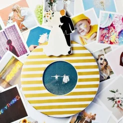 Table Decor^Happy Everything Gold Medium Stripe Round Frame By !