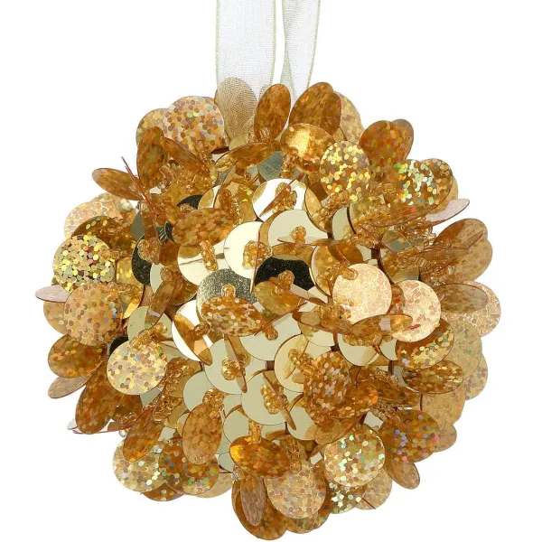 Mardi Gras^Regency Gold Sequin Retro Ball Ornament