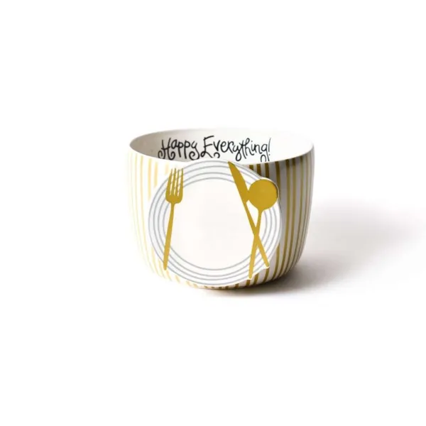Kitchen & Dining^Happy Everything Gold Stripe Big Bowl By !