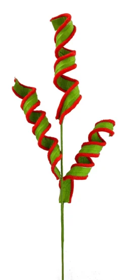 Sprays^Liberty Floral Green And Red Fabric Curly Spray