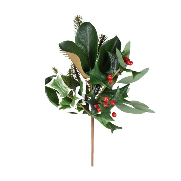Sprays^Direct Export Co. Green And Red Holly Eucalyptus Spray