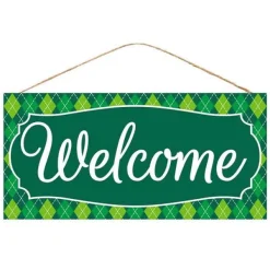 Signs^Craig Bachman Green Argyle Welcome Sign
