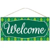 Focal Points^Craig Bachman Green Argyle Welcome Sign