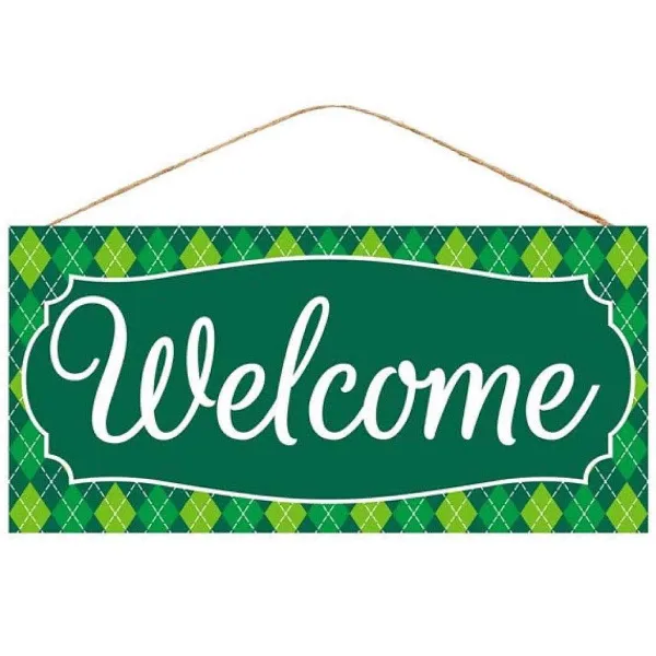 St. Patrick's Day^Craig Bachman Green Argyle Welcome Sign