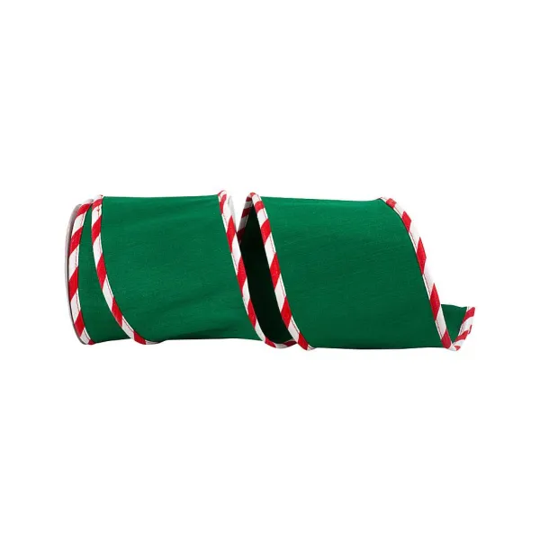 Ribbon^Reliant Ribbon Green Candy Cane Edge Ribbon, 4" X 5Yd