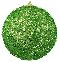 Mardi Gras^Liberty Floral Green Decorative Ball, 7"
