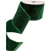 Ribbon^D. Stevens Green Dots Velvet Ribbon, 4" X 10Yd