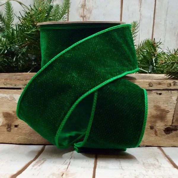 St. Patrick's Day^D. Stevens Green Dots Velvet Ribbon, 2.5" X 10Yd