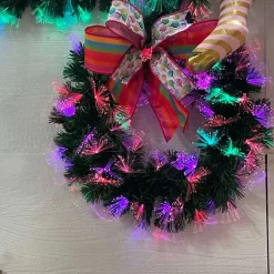 Wreaths^180 Degrees Green Fiber Optic Wreath, 24"