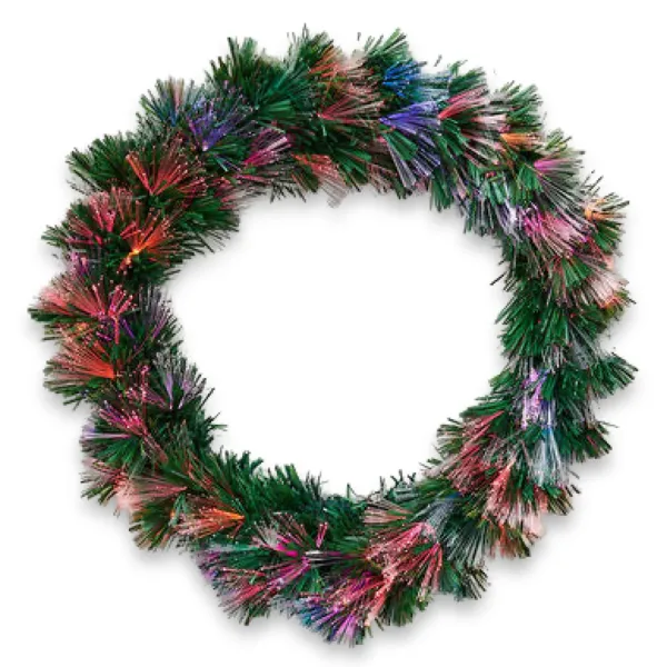 Wall Decor^180 Degrees Green Fiber Optic Wreath, 24"