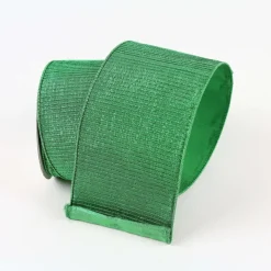 Ribbon^Farrisilk Green Pleated Metallic Ribbon, 2.5" X 10Yd