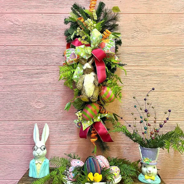 Ribbon^Craig Bachman Green Ribbon Pastel Easter Eggs Ribbon, 4" X 10Yd