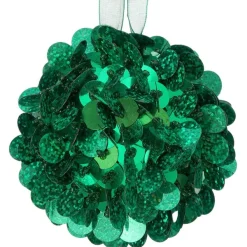 Mardi Gras^Regency Green Sequin Retro Ball Ornament