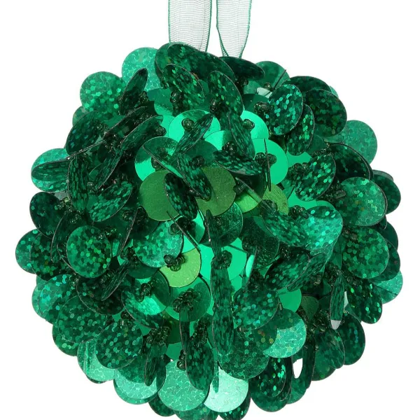 St. Patrick's Day^Regency Green Sequin Retro Ball Ornament
