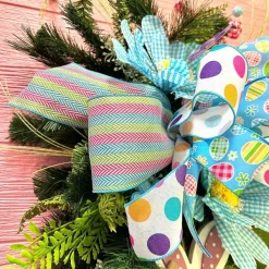 Spring Ribbon^Farrisilk Herringbone Multicolored Stripes 2.5"X10Yd