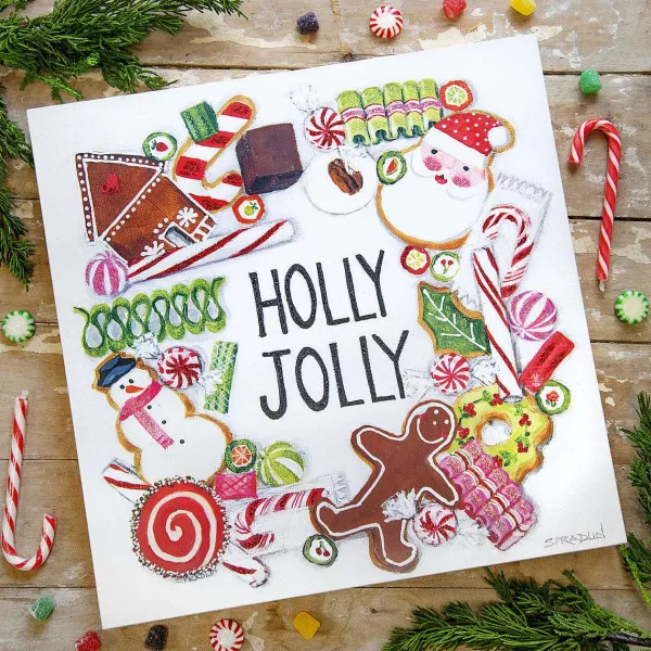 Table Decor^The Round Top Collection Holly Jolly Wreath Gallery Art