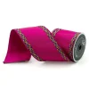 Ribbon^Farrisilk Hot Pink Braided Mosaic Ribbon, 4" X 10Yd