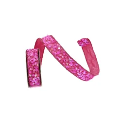 Spring Ribbon^Farrisilk Hot Pink Flashy Sequin Ribbon, 1" X 10Yd