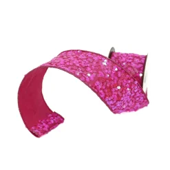 Spring Ribbon^Farrisilk Hot Pink Flashy Sequin Ribbon, 2.5" X 10Yd