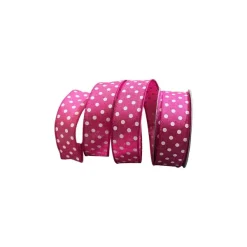 Ribbon^Farrisilk Hot Pink Linen Dots Ribbon, 1.5"X10Yd