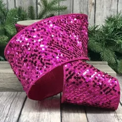 Ribbon^D. Stevens Hot Pink Metallic Sequin Ribbon, 4" X 10Yd