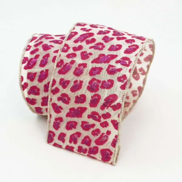 Ribbon^Farrisilk Hot Pink Retro Cheetah Ribbon 2.5" X 10 Yd