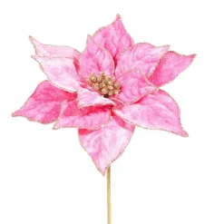 Stems^RAZ Hot Pink Velvet Poinsettia Stem