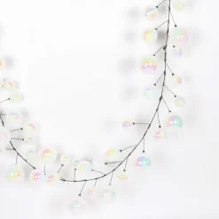 Garlands^Farrisilk Iridescent White Ball Garland, 10'