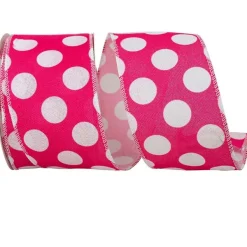 Spring^Reliant Ribbon Jumbo Dot Linen Hot Pink Ribbon, 2.5" X 10Yd
