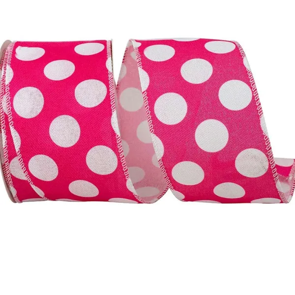 Spring^Reliant Ribbon Jumbo Dot Linen Hot Pink Ribbon, 2.5" X 10Yd
