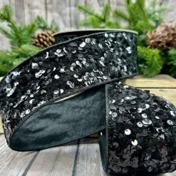 Happy New Year^D. Stevens Kaleidoscopic Sequin Black Ribbon, 2.5" X 10Yd