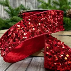 Ribbon^D. Stevens Kaleidoscopic Sequin Red Ribbon, 2.5" X 10Yd