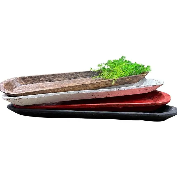 Decorative Containers^Forever Green Art Large Carved Dough Bowl